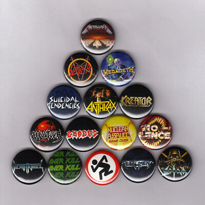 Thrash Metal band buttons (1Inch, mixed lots, heavy metal, pins, badges)